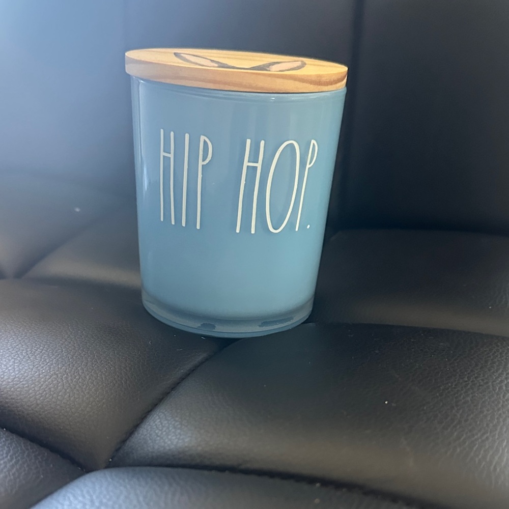 Rae Dunn Blue 'HIP HOP' Decorative Jar with Wooden Lid